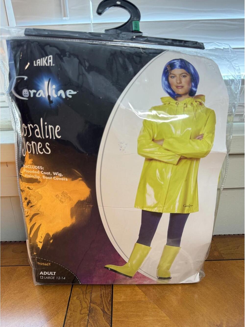 Coraline Women’s Costume Size L (12–14) Rain Coat Complete Laika Halloween